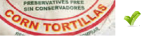 corn tortilla label with checkmark